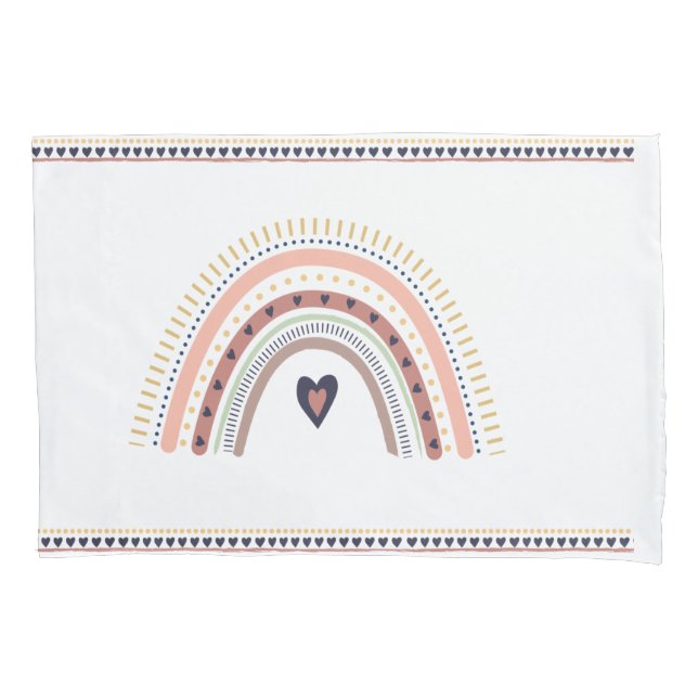 Happy Boho Rainbow Modern Minimal Trendy Chic Kissenbezug (Vorderseite)