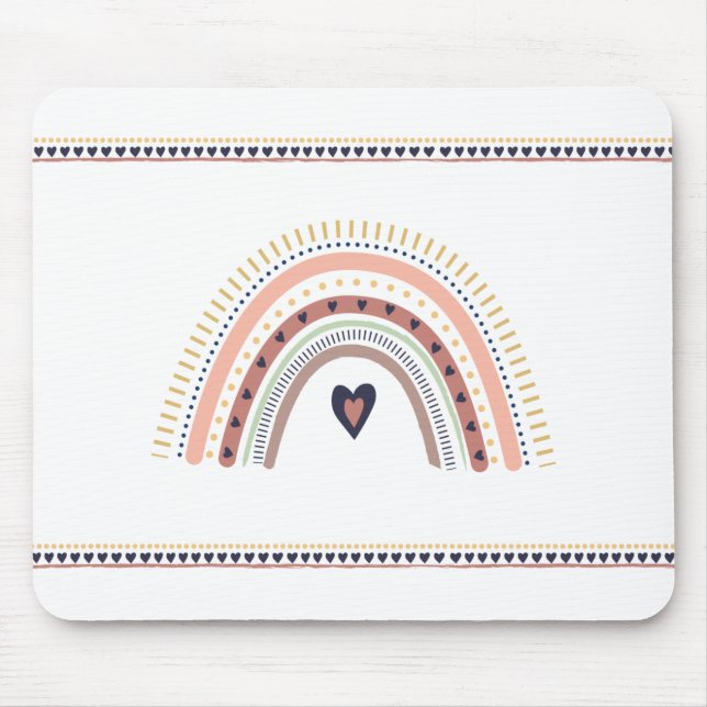 Happy Boho Rainbow Modern Minimal Trendy Chic Mousepad (Vorne)
