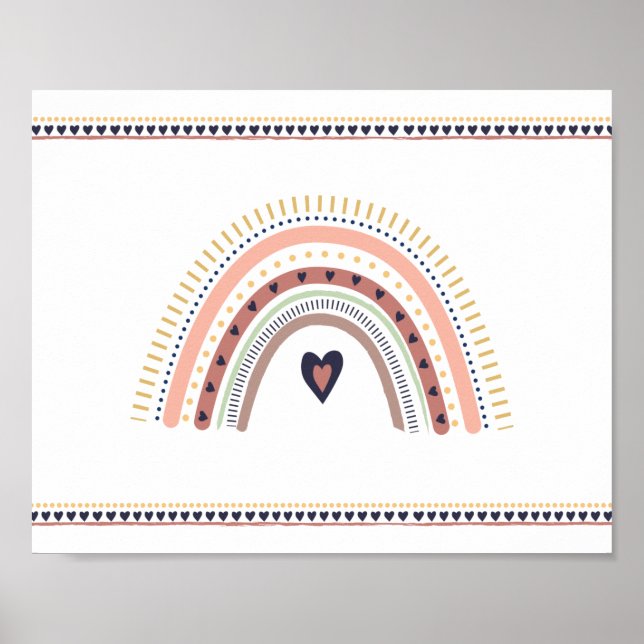 Happy Boho Rainbow Modern Minimal Wall Art Print Poster (Vorne)