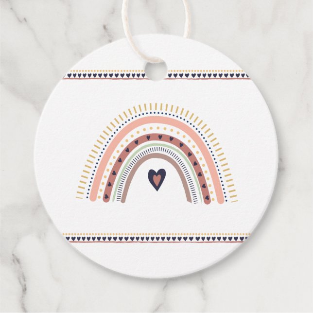 Happy Boho Rainbow Moderne Minimal Geburtstagspart Geschenkanhänger (Vorderseite)