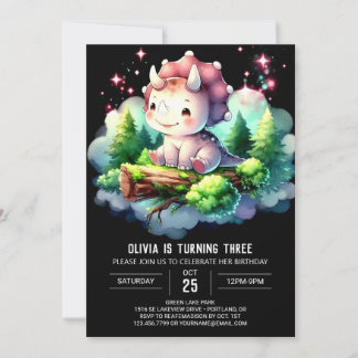 Happy Boho Triceratops Geburtstag Einladung