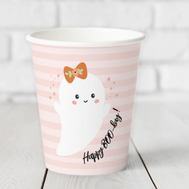 Happy BOO Day Halloween Geburtstag Pappbecher (Happy Booday Halloween Birthday Party Cup)