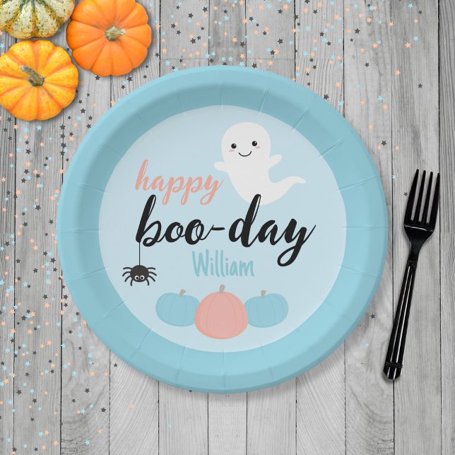 Happy Boo Day Halloween Geburtstag Pappteller (Happy Boo-Day Plate)