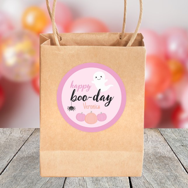 Happy Boo Day Halloween Geburtstag Runder Aufkleber (Spooky One Birthday Sticker)