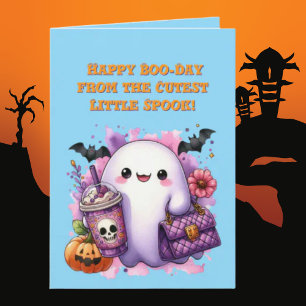 Happy Boo Day Niedlich Ghost Foto Halloween-Karten Karte