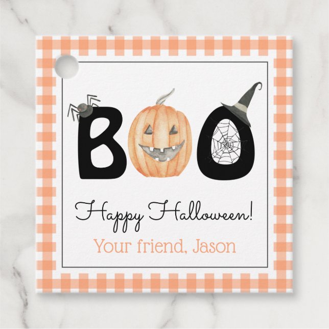 Happy Boo Day Trick oder Treat Halloween Geschenkanhänger (Vorderseite)