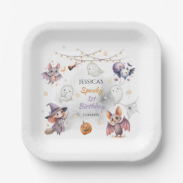 Happy Boo Halloween Paper Plate - Niedlich Ghost Pappteller