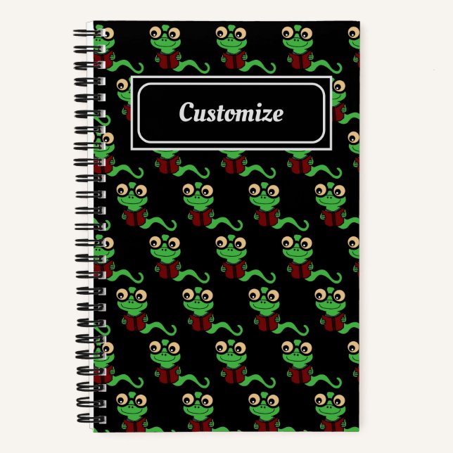 Happy Bookworm Black Notizbuch (Vorderseite)
