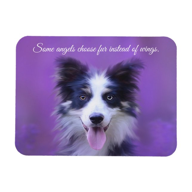 Happy Border Collie Dog, Engel mit Fur Magnet (Horizontal)