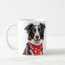Happy Border Collie Red Heart Bandana Kaffeetasse
