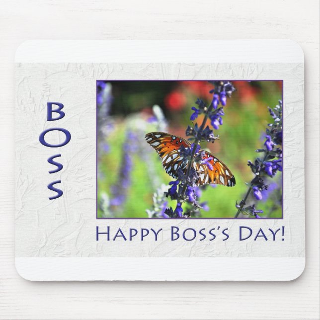 Happy Boss's Day Floral Butterfly Mousepad (Vorne)
