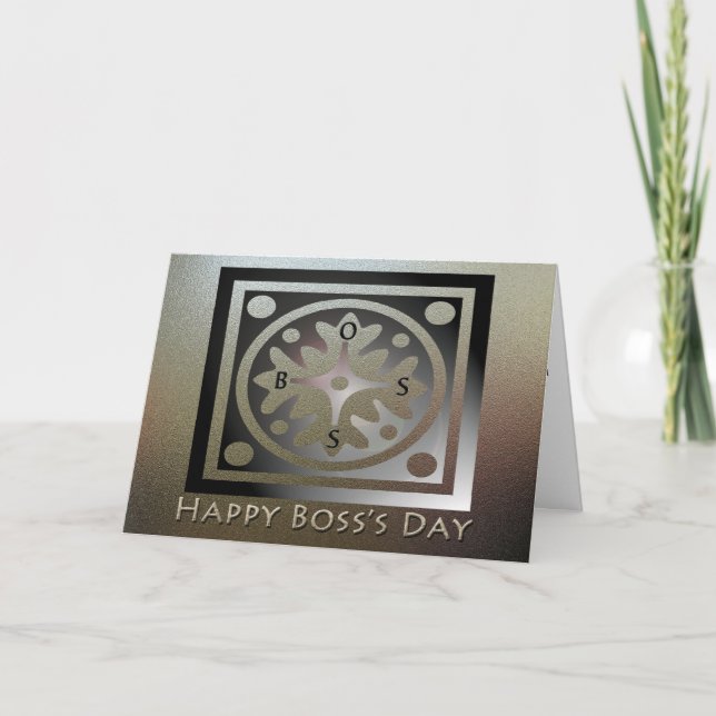 Happy Boss's Day Golden Classic Design Karte (Vorderseite)
