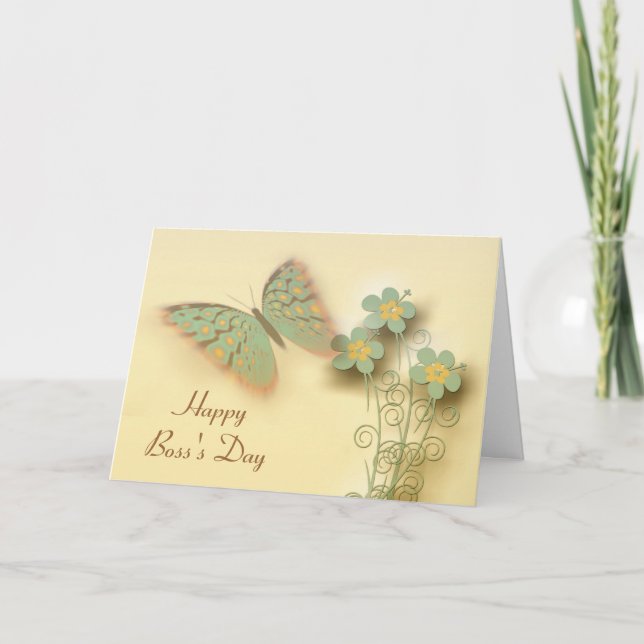 Happy Boss's Day mit Schmetterling und Blume Karte (Vorderseite)