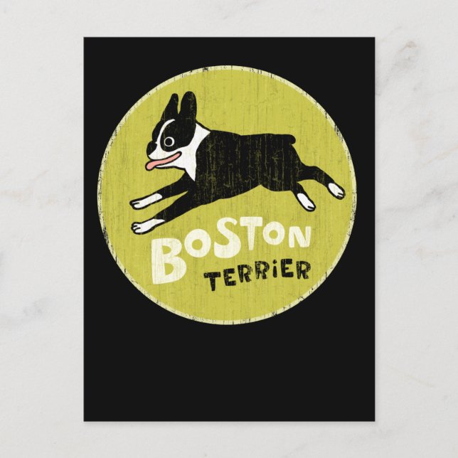 Happy Boston Terrier Dog Running Postkarte (Vorderseite)