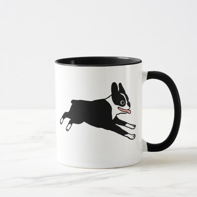 Happy Boston Terrier Running | Niedlicher Cartoon  Tasse (Rechts)