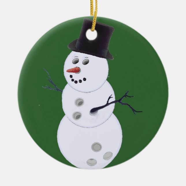 Happy Bowlidays Snowman Keramik Ornament (Vorne)