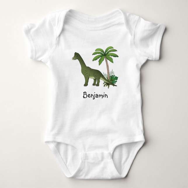 Happy Brachiosaurus Dinosaurier mit eigenem Kinder Baby Strampler (Vorderseite)