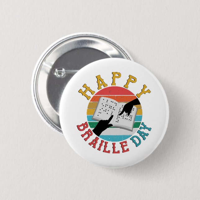 Happy Braille Day Button (Vorne & Hinten)
