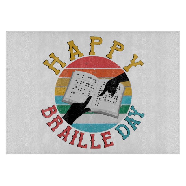 Happy Braille Day Schneidebrett (Vorderseite)
