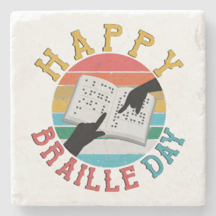 Happy Braille Day Steinuntersetzer