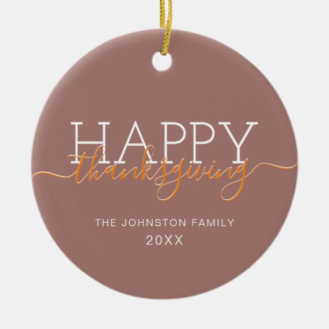 Happy Brawn Happy Thanksgiving Keramik Ornament (Vorne)