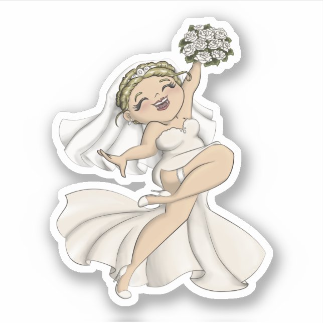 Happy Bride 02 Aufkleber (Vorderseite)