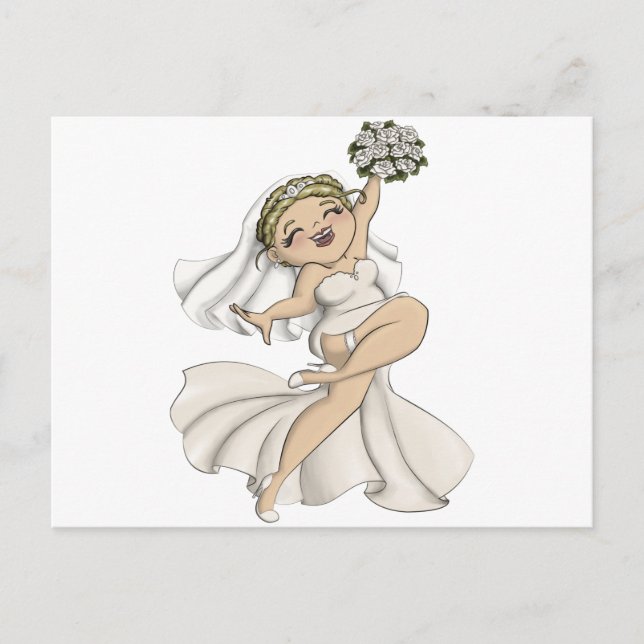 Happy Bride 02 Einladungspostkarte (Vorderseite)
