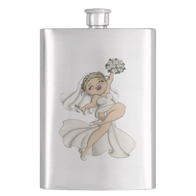 Happy Bride 02 Flachmann (Vorderseite)