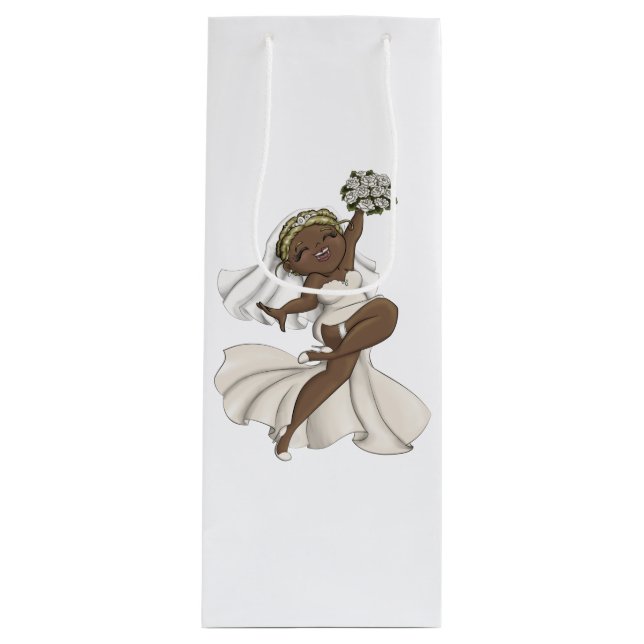 Happy Bride 02 Geschenktüte Für Weinflaschen (Vorderseite)