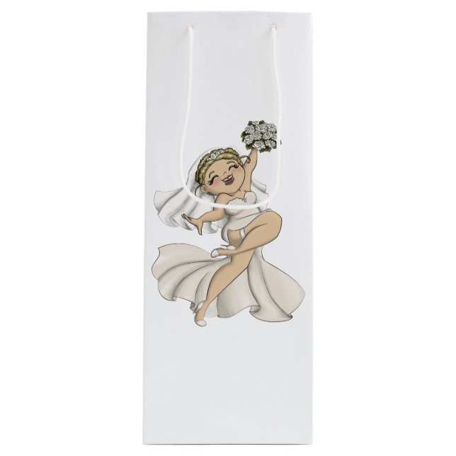 Happy Bride 02 Geschenktüte Für Weinflaschen (Vorderseite)