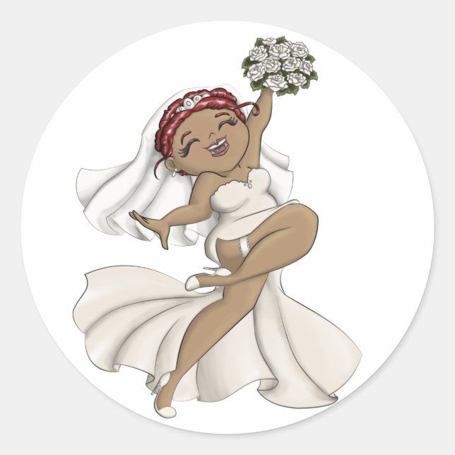 Happy Bride 04 Runder Aufkleber (Vorderseite)