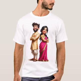Happy Bride and Groom in Indian Wedfits T-Shirt