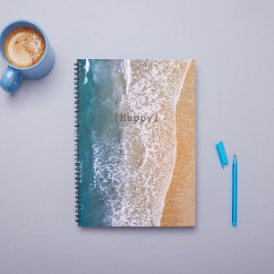 Happy Bright Blue Calm Ocean Shore Notizbuch