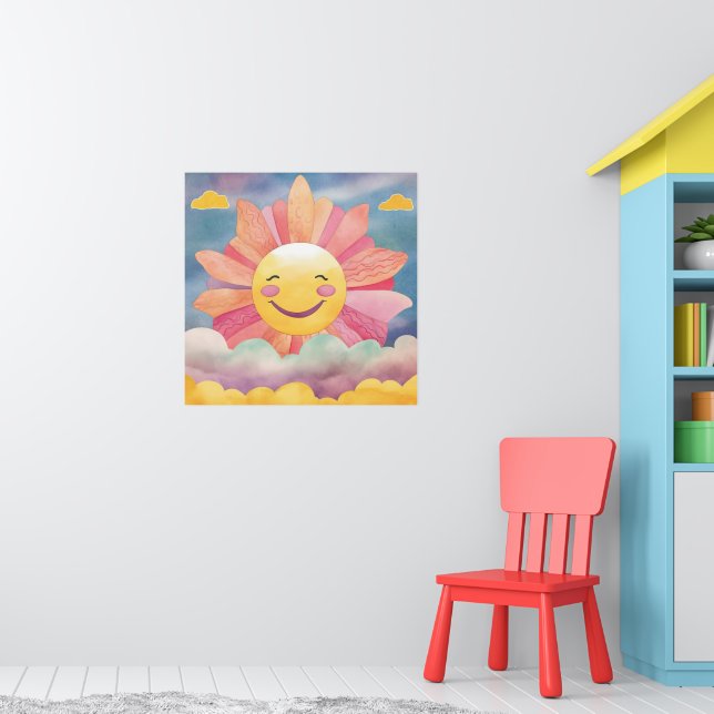 Happy, Bright Sun in Clouds Kinderzimmer Poster (Kinderzimmer 1)