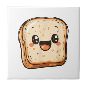 Happy Broad Slice Cartoon lächelnd Toast Fliese