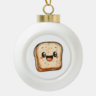 Happy Broad Slice Cartoon lächelnd Toast Keramik Kugel-Ornament
