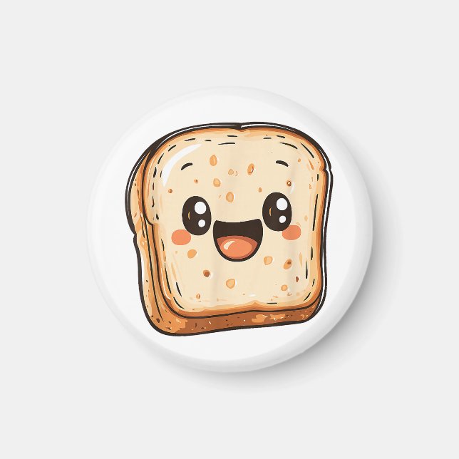 Happy Broad Slice Cartoon lächelnd Toast Magnet (Vorne)