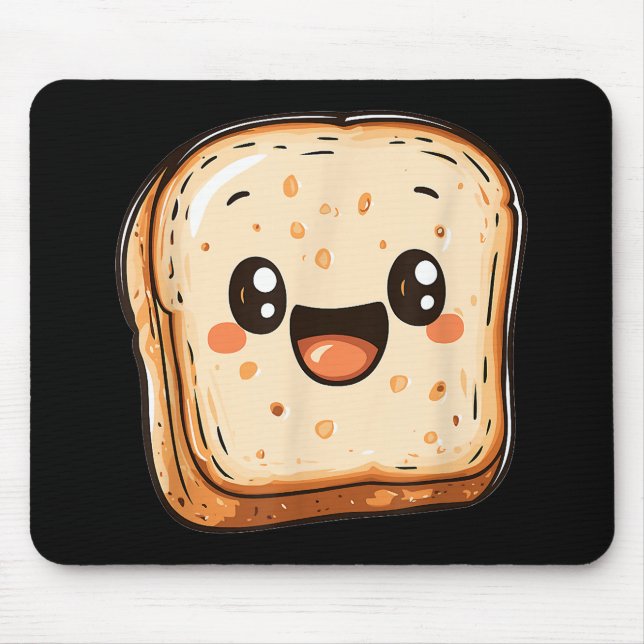 Happy Broad Slice Cartoon lächelnd Toast Mousepad (Vorne)