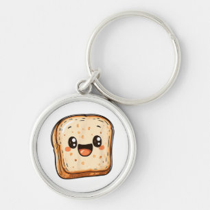 Happy Broad Slice Cartoon lächelnd Toast Schlüsselanhänger