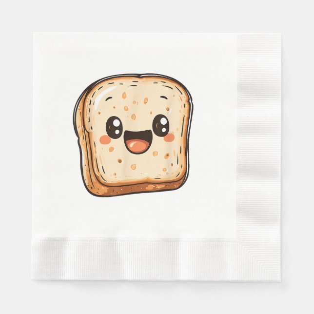 Happy Broad Slice Cartoon lächelnd Toast Serviette (Vorderseite)