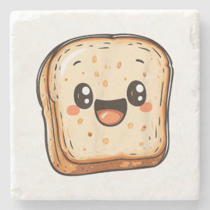 Happy Broad Slice Cartoon lächelnd Toast Steinuntersetzer