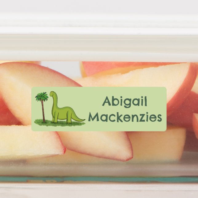 Happy Brontosaurus Dinosaurier Cartoon personalisi Etiketten (Befestigt)