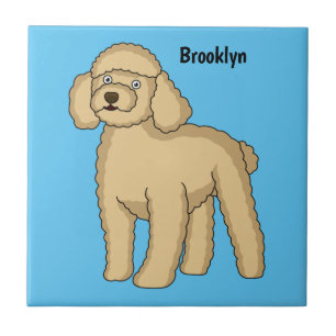 Happy Brown Poodle Cartoon Illustration Fliese