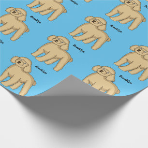 Happy Brown Poodle Cartoon Illustration Geschenkpapier