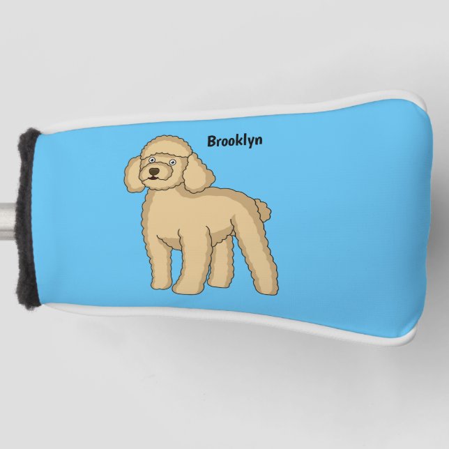 Happy Brown Poodle Cartoon Illustration Golf Headcover (Vorderseite)