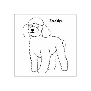 Happy Brown Poodle Cartoon Illustration Gummistempel