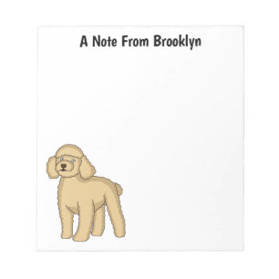 Happy Brown Poodle Cartoon Illustration Notizblock