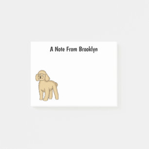 Happy Brown Poodle Cartoon Illustration Post-it Klebezettel