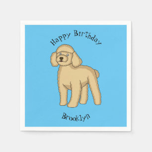 Happy Brown Poodle Cartoon Illustration Serviette