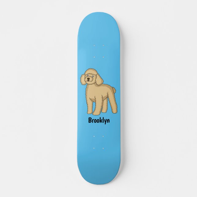 Happy Brown Poodle Cartoon Illustration Skateboard (Vorne)